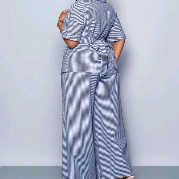 Striped Blue 2 Piece Set 1X - Picture 3 of 6